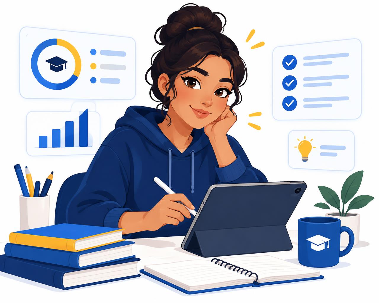 تلميذة مغربية كتراجع دروسها مع 9RAYTI IA